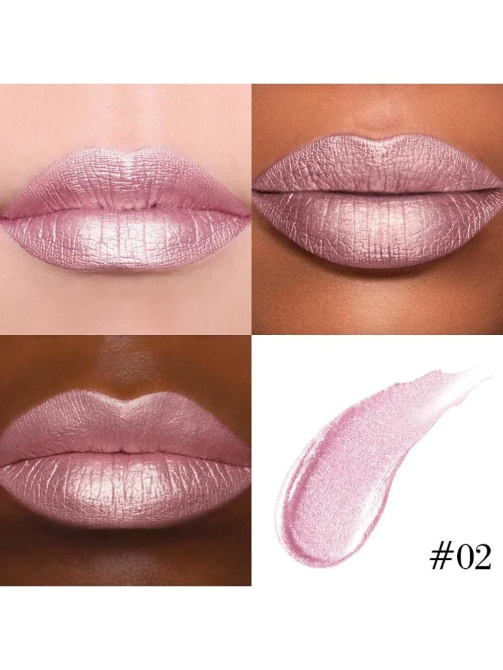Womens 02# Light Pink-Metallic Glitter Liquid Lipstick lippies Lip Gloss